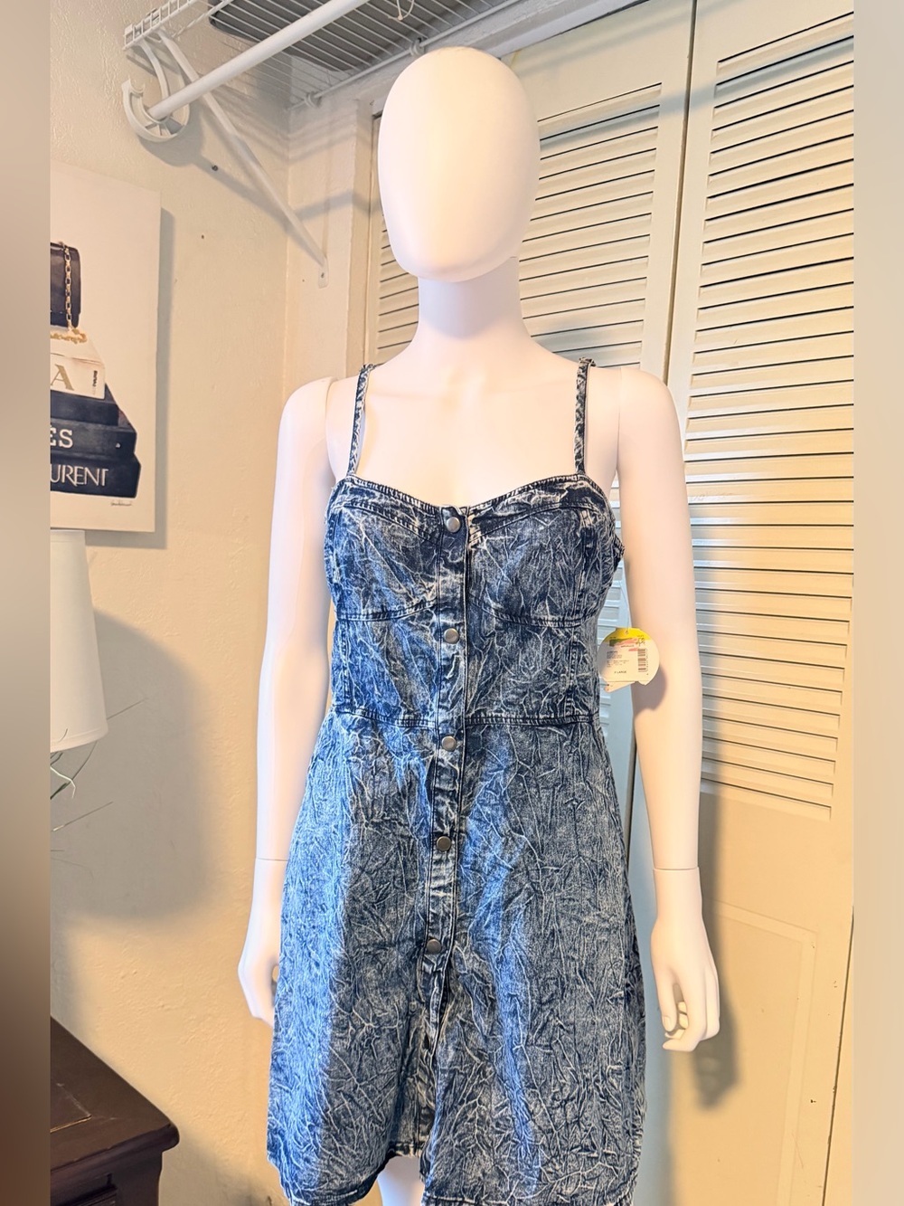 Vintage‎ Y2K Bongo Dark Wash Denim Mini Dress Juniors XL NWT Button Front
